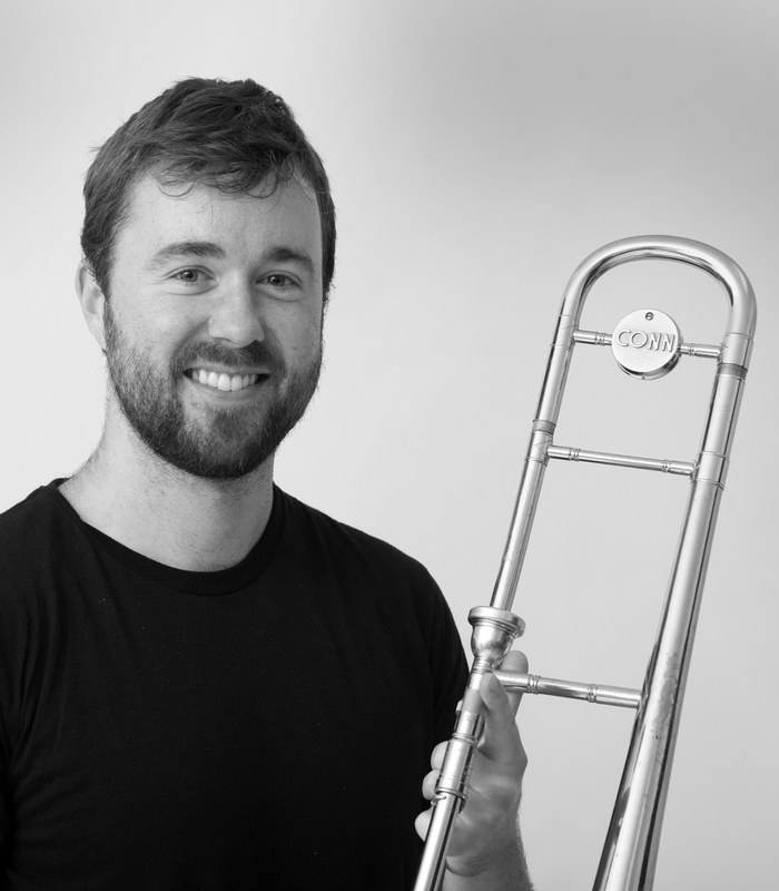 Nick Mahon, with his trombone.